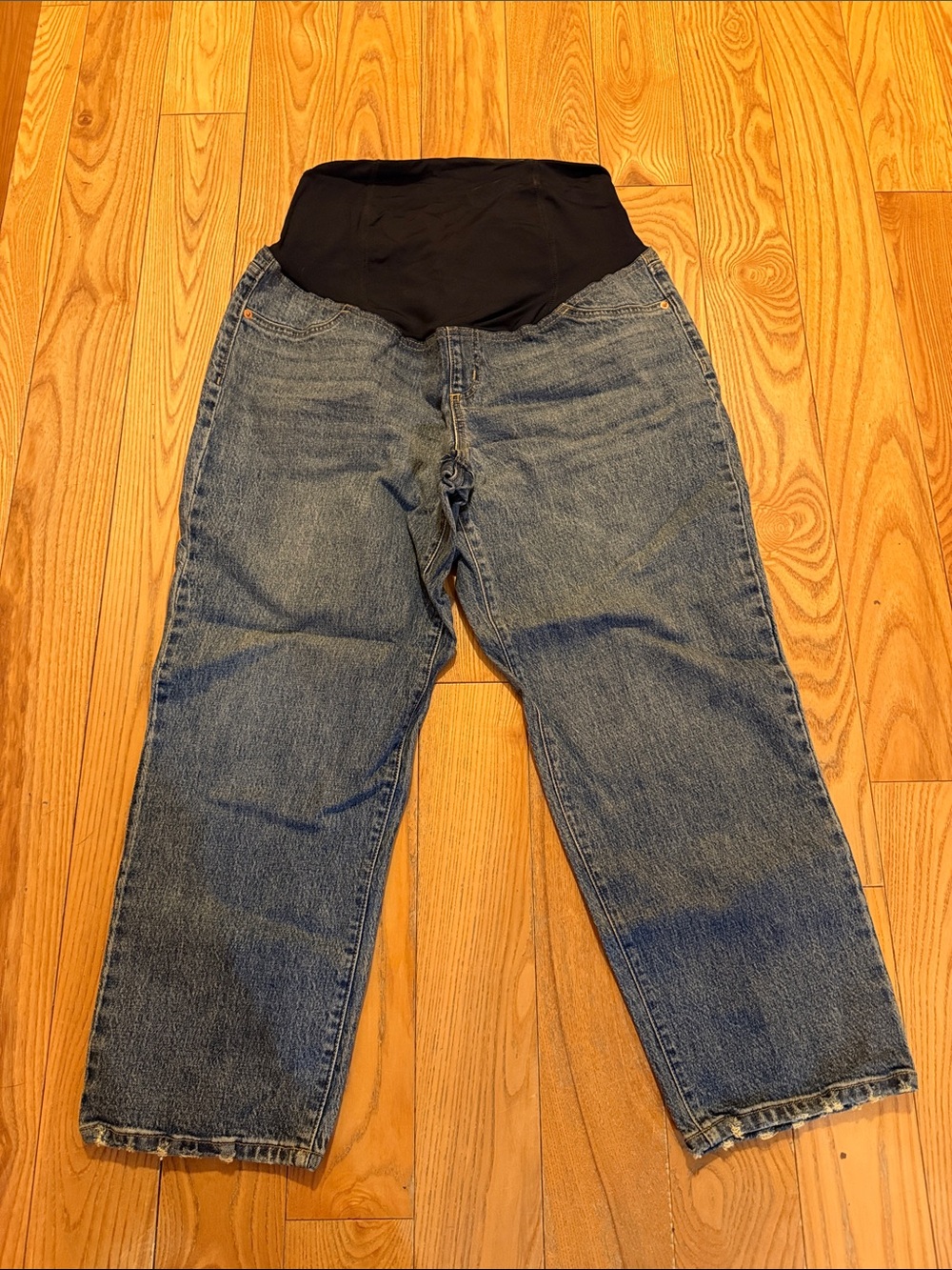 Isabel Maternity by Ingrid & Isabel Black Overband Blue Straight Leg Jeans